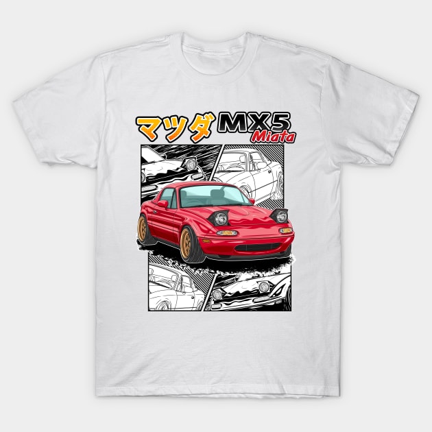 JDM Mazda MX5 Miata T-Shirt by Guyvit